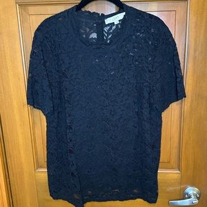 LOFT black lace blouse size L